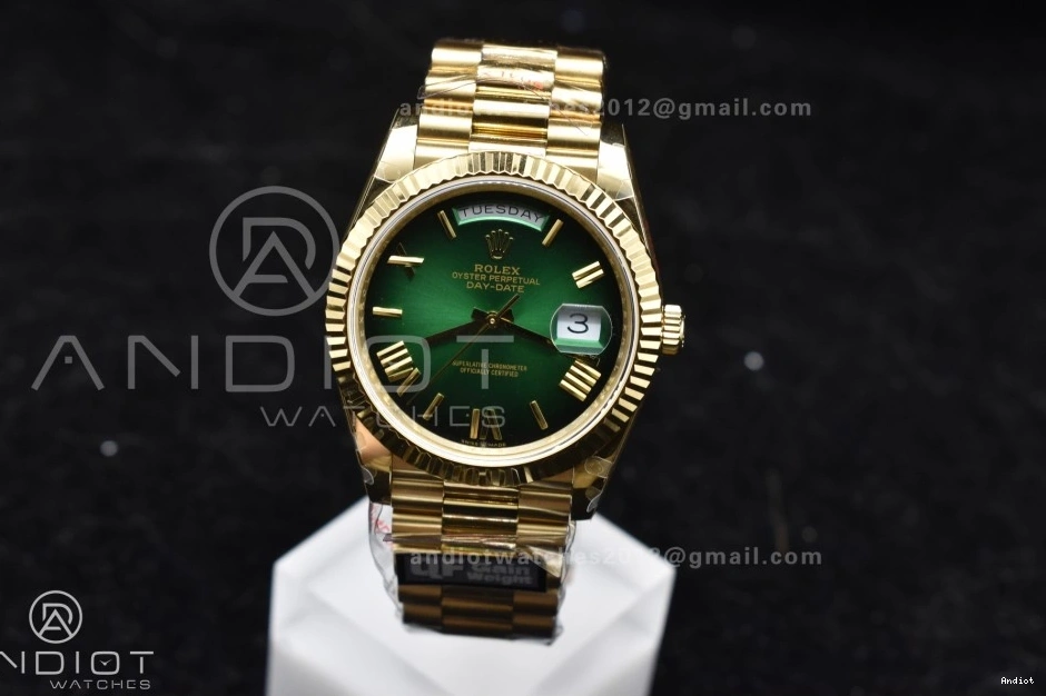 A2836 Steel Edition Dial Black (Gain QF 725 V4 Weight) TechFriendly Best President 904L Bracelet 40 YG Green on DayDate 0710